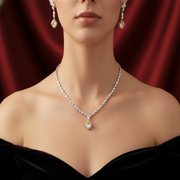 Dual Swag 925 Sterling Silver Necklace with earring Set Studded with Cubic Zircons